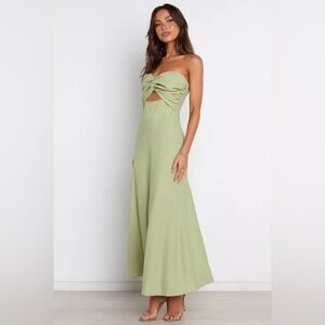 NWT Petal & Pup Rosetta Cutout Cotton & Linen Strapless Dress